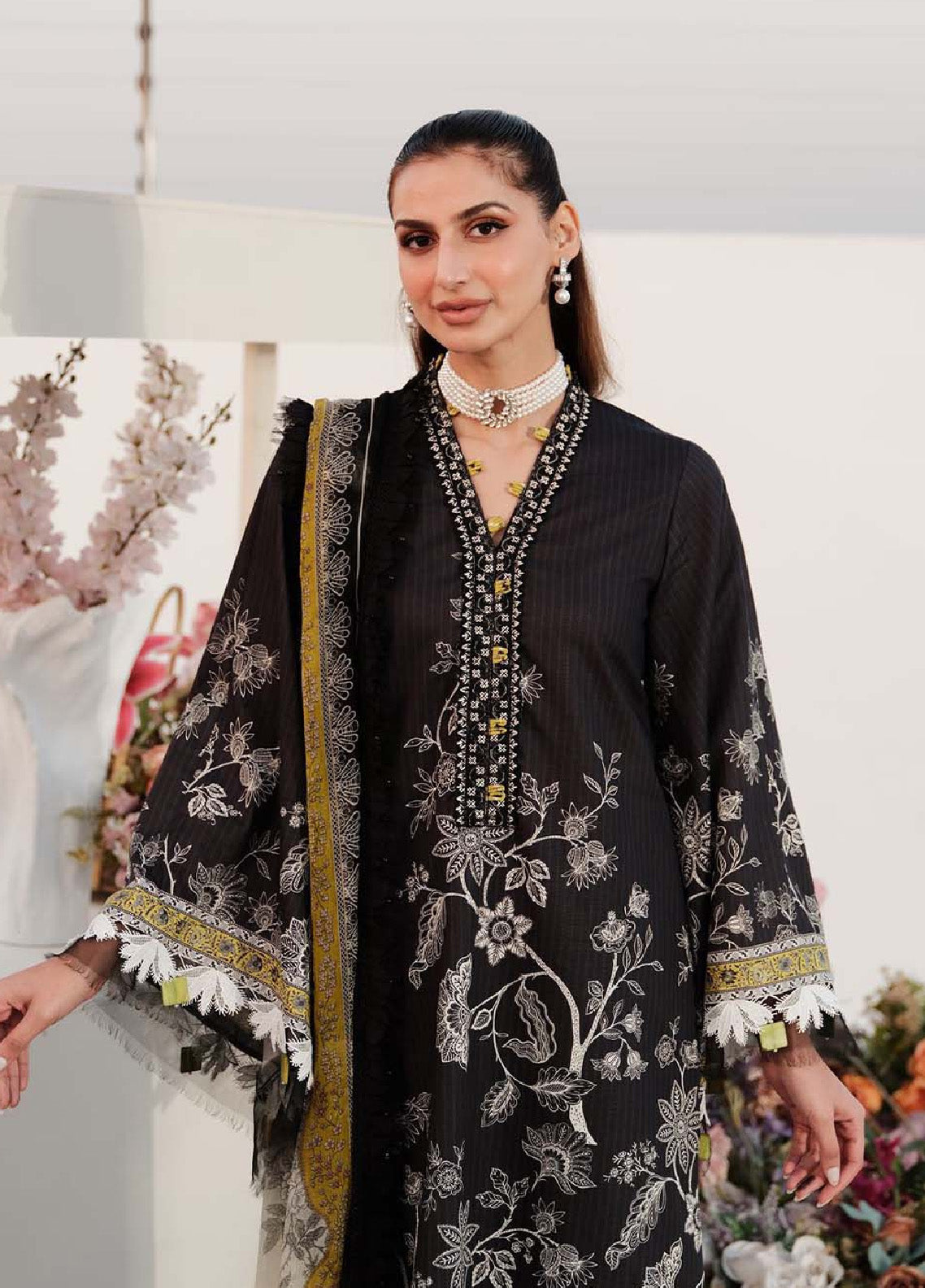 Zarqash Embroidered Luxe Lawn 3 Piece Unstitched Suit ZQ24LL 14 Zarqash Embroidered Luxe Lawn 3 Piece Unstitched Suit ZQ24LL 14