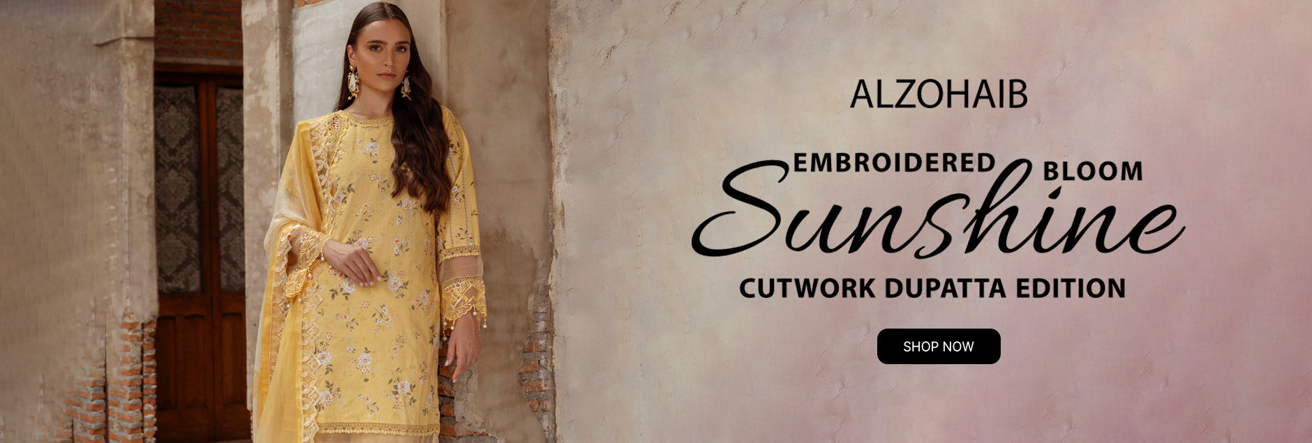 Alzohaib Sunshine Bloom Embroidered Cambric Unstitched Collection 1024