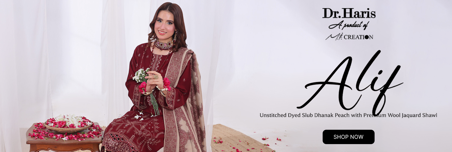 Alif By Schick Dyed Slub Dhanak Peach Unstitched Collection 2025