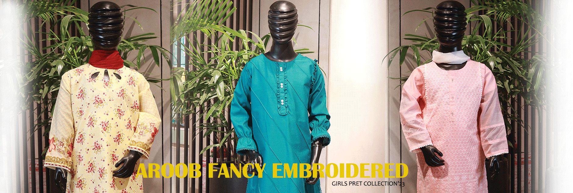 Aroob Fancy Embroidered Girls Pret Collection 2023