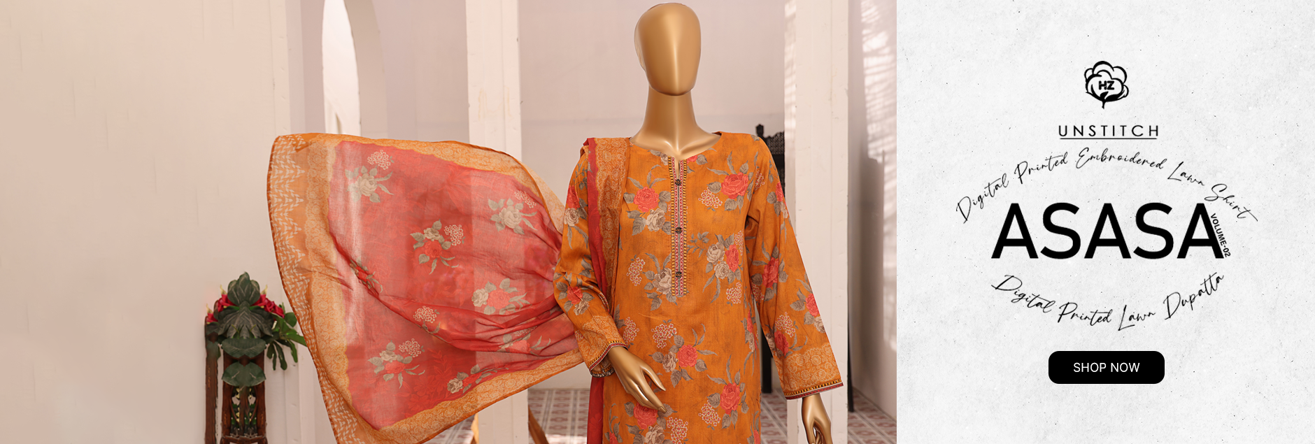 Asasa By HZ Textile Premium Embroidered Lawn Unstitched Collection 2025