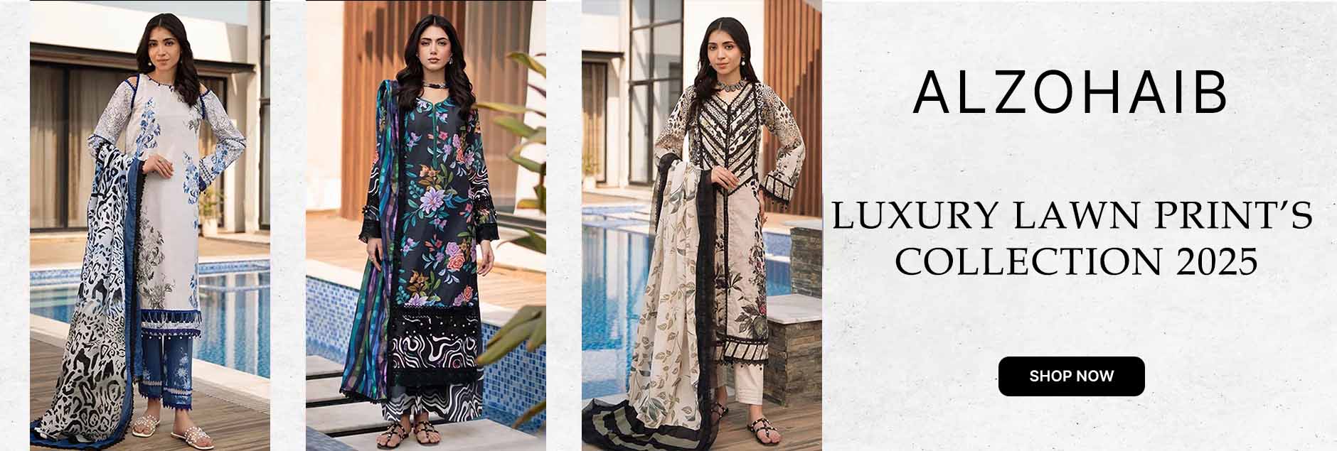 Alzohaib Luxury Lawn Prints Unstitched Collection 2025