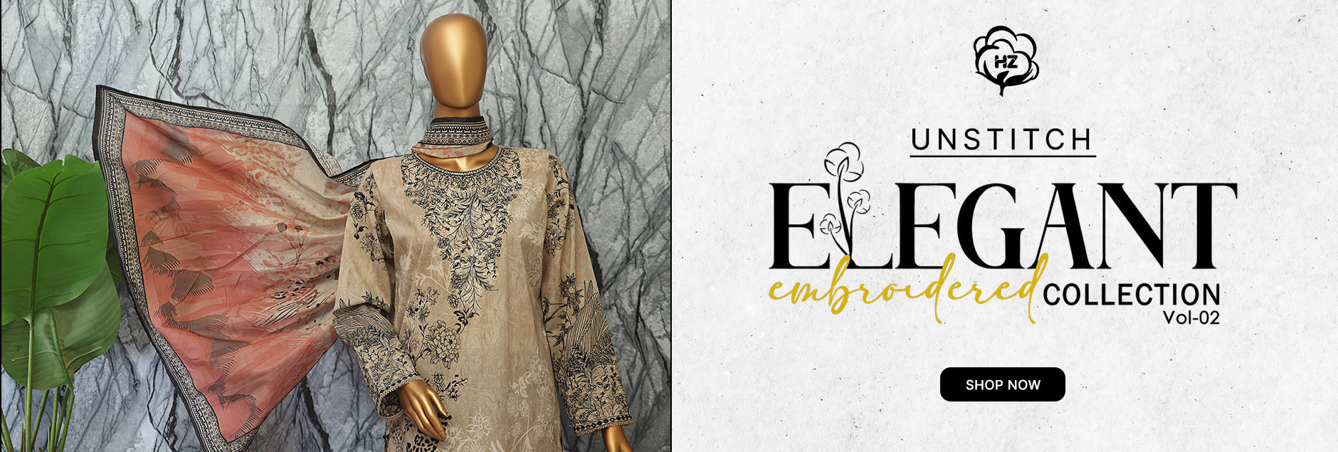 Elegant By HZ Textiles Embroidered Unstitched Collection 2025 Vol-02