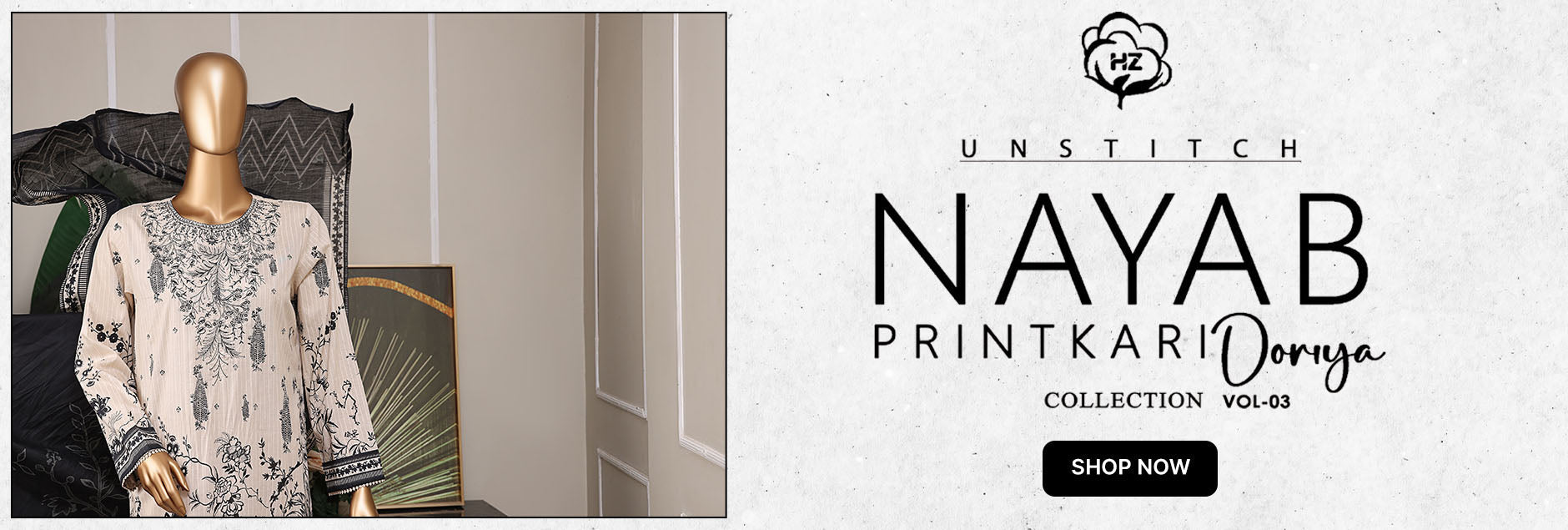 Nayab By HZ Textile Printkari Embroidered Doriya Unstitched Collection 2025 Vol-03