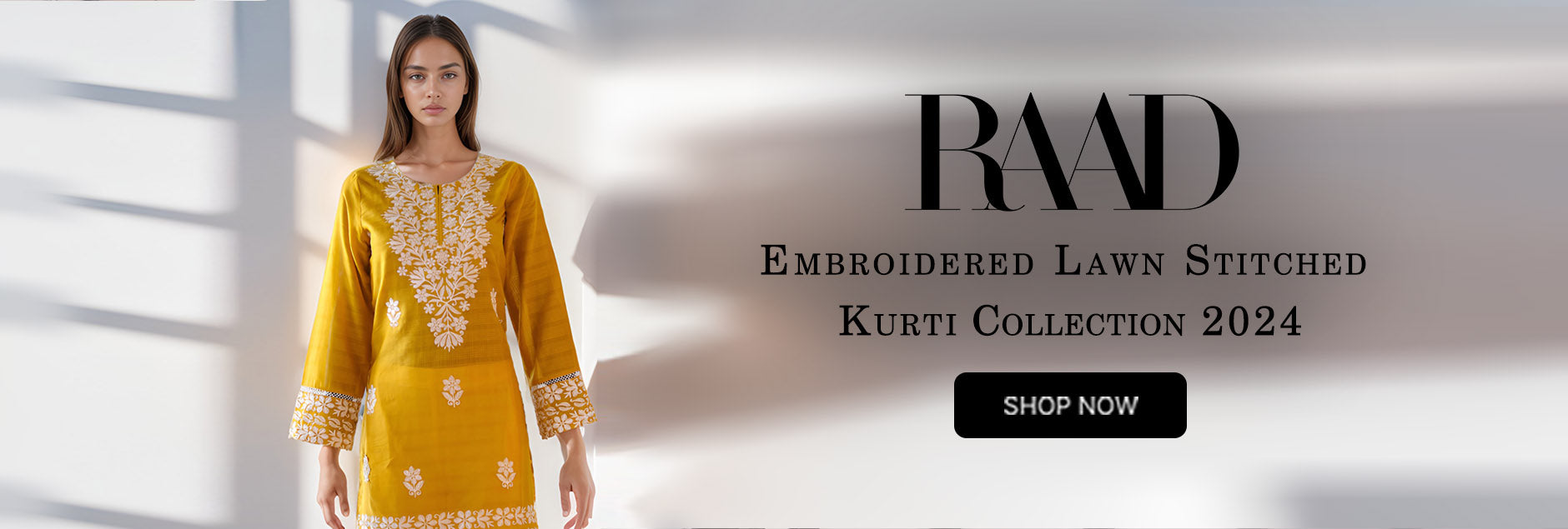 Raad Embroidered Lawn Stitched Kurti Collection 2024
