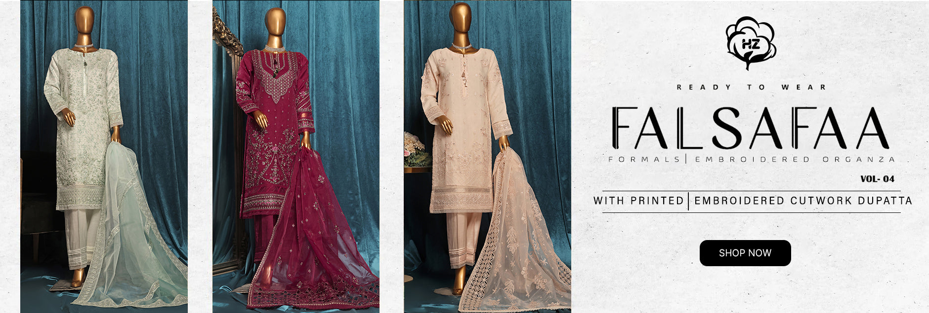 Falsafaa by HZ Textile Formal Embroidered Stitch Collection 2025 - V4