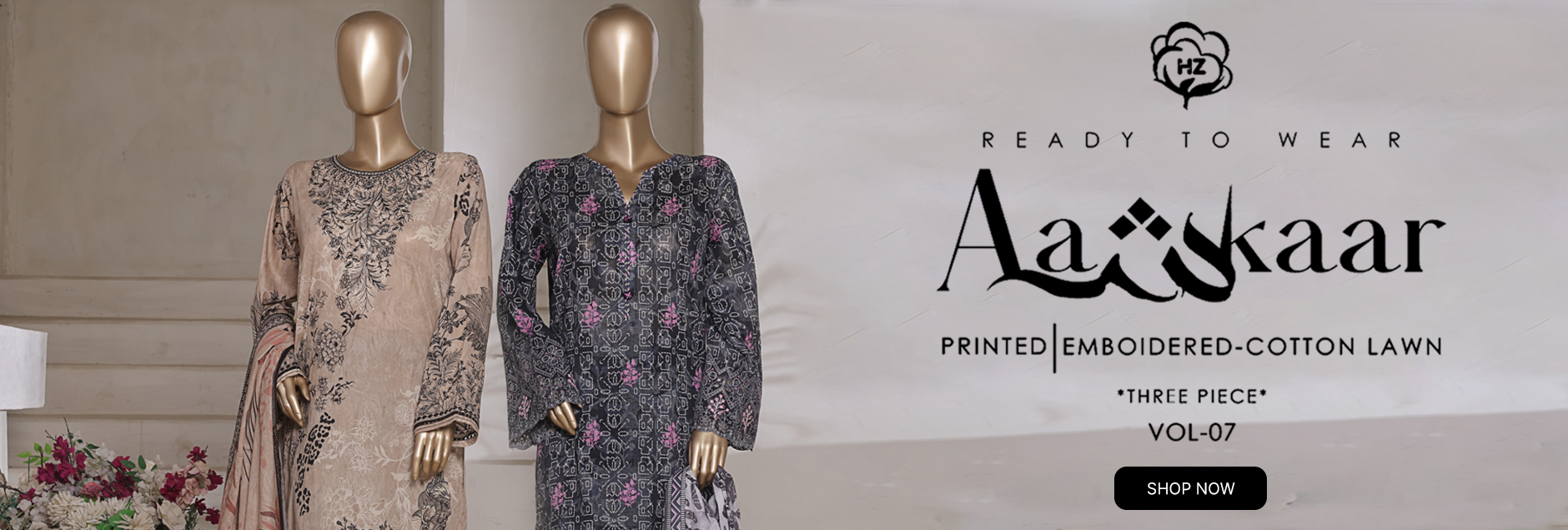 Aashkaar By HZ Textile Embroidered 3Pcs Stitched Collection 2025 Vol-07