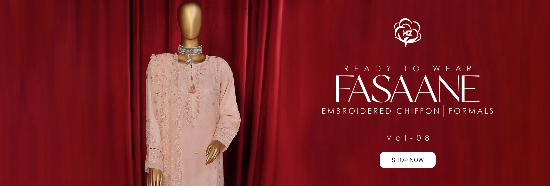 Fasaane By HZ Textile Formals Embroidered Chiffon 3Pcs Pret Collection 2024 Vol-08
