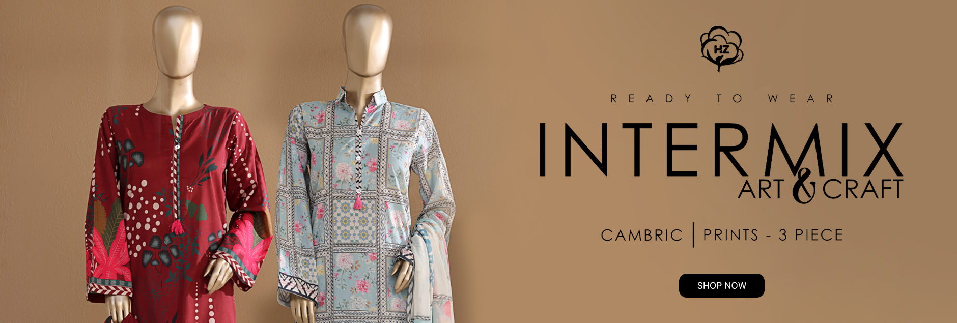 Intermix Art & Craft By HZ Textile Cambric Prints 3Pcs Stitched Collection 2025