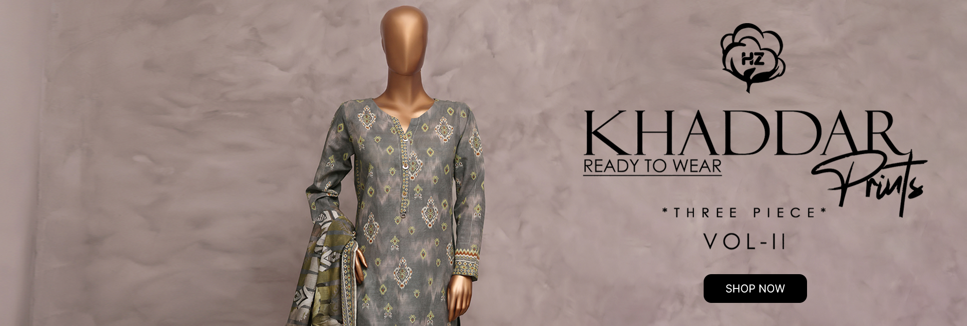 Khaddar Prints By HZ Textile 3Pcs Stitched Collection 2025 Vol-02