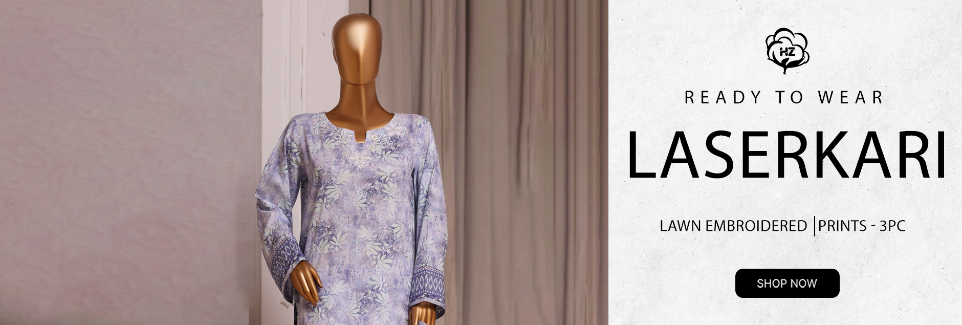 Laserkari Prints By HZ Textiles Embroidered Lawn 3Pcs Stitched Collection 2026