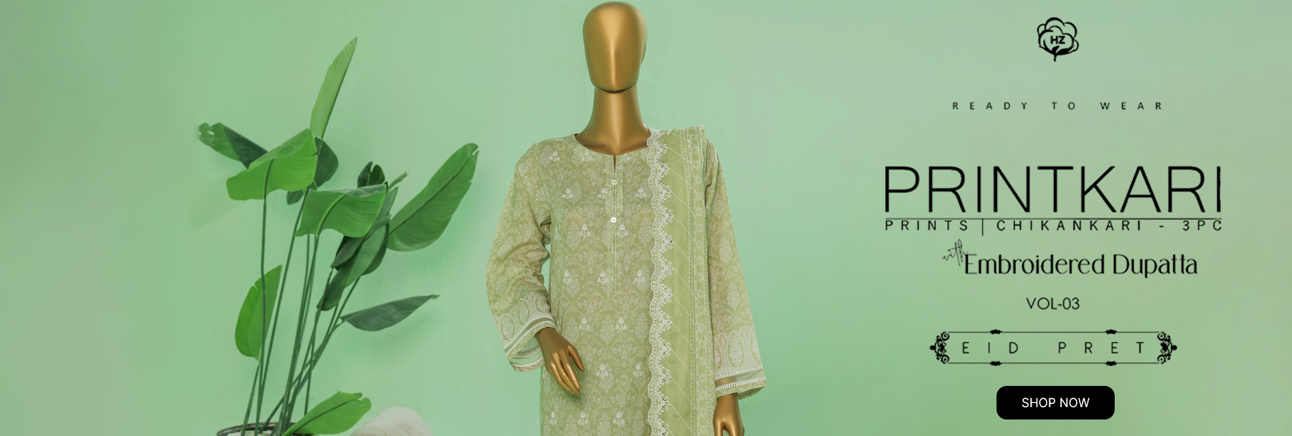 Printkari By HZ Textile Embroidered Eid Chikankari Lawn 3Pcs Pret 2025 Vol-03