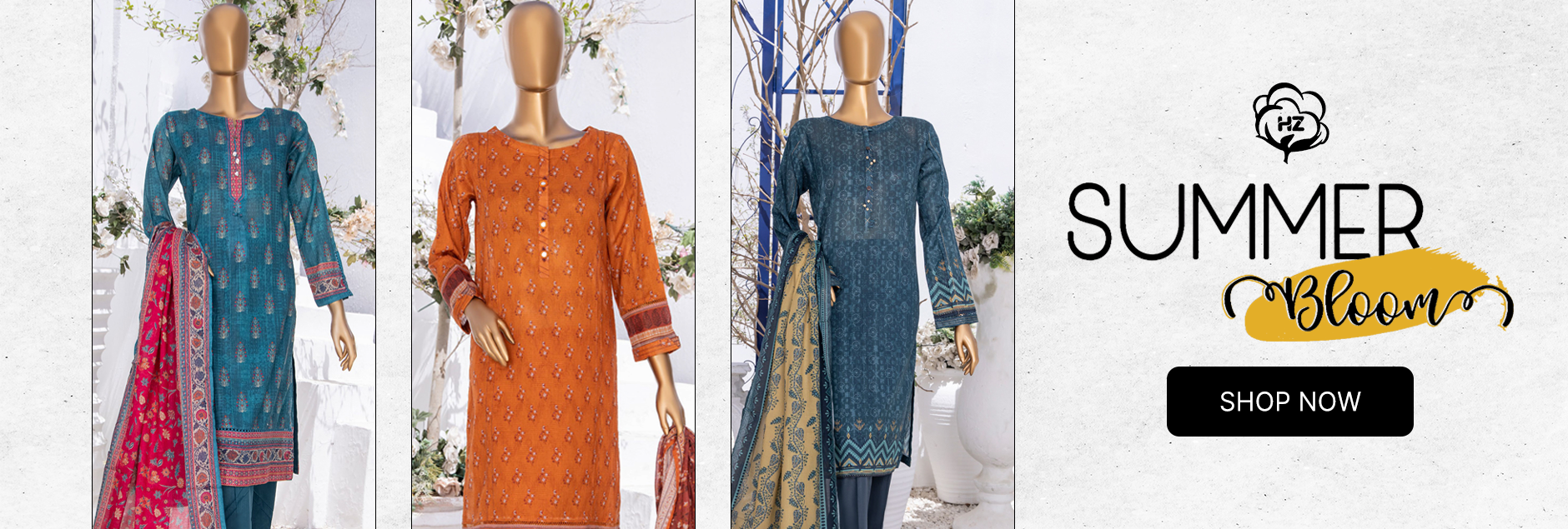 Summer Bloom By HZ Textile Digital Printed Lawn Stitched Collection 2024