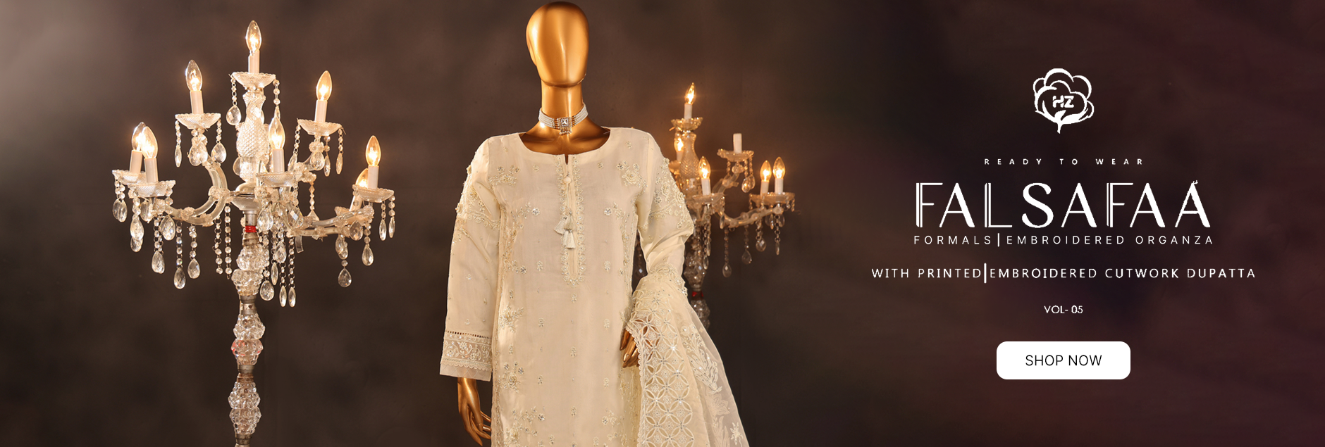 Falsafaa By HZ Textile Formals Embroidered Organza 3Pcs Pret Collection 2025 Vol-05