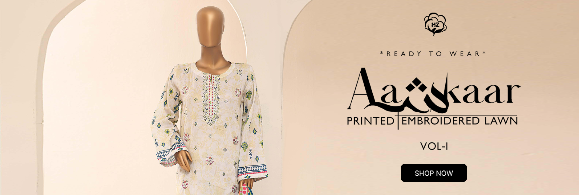 Aashkaar By HZ Textiles Embroidered Lawn Stitched Collection 2026 Vol-01