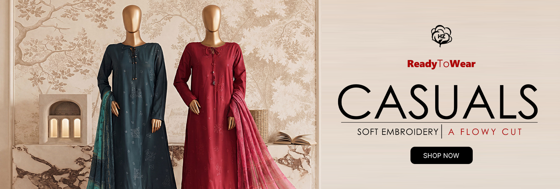 Casuals Soft By HZ Textile Embroidered 3Pcs Stitched Collection 2026