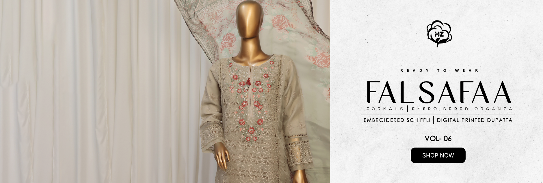 Falsafaa By HZ Textile Formals Embroidered Organza 3Pcs Pret Collection 2025 Vol-06