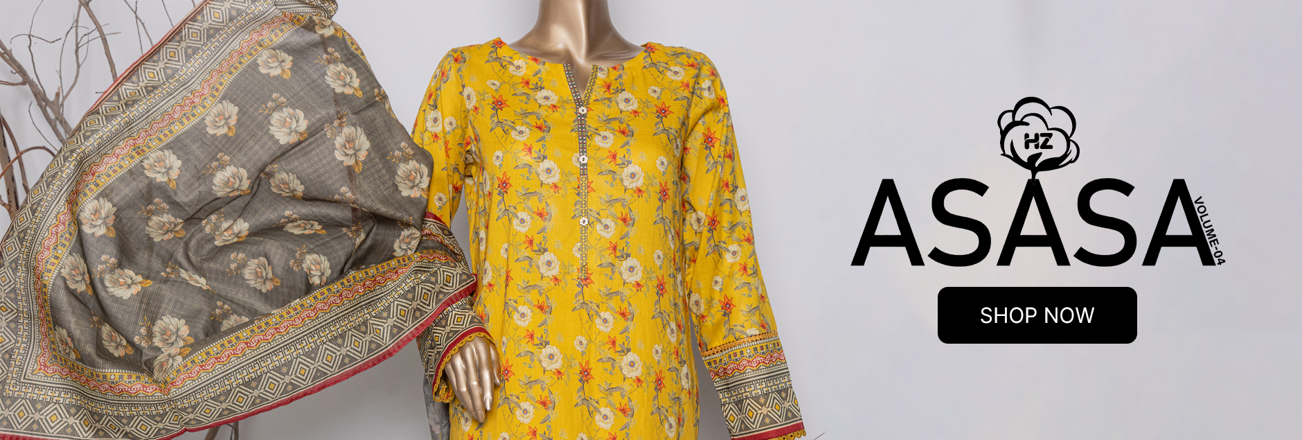 Asasa By HZ Textile Digital Embroidered Lawn Collection 2024 Vol 04