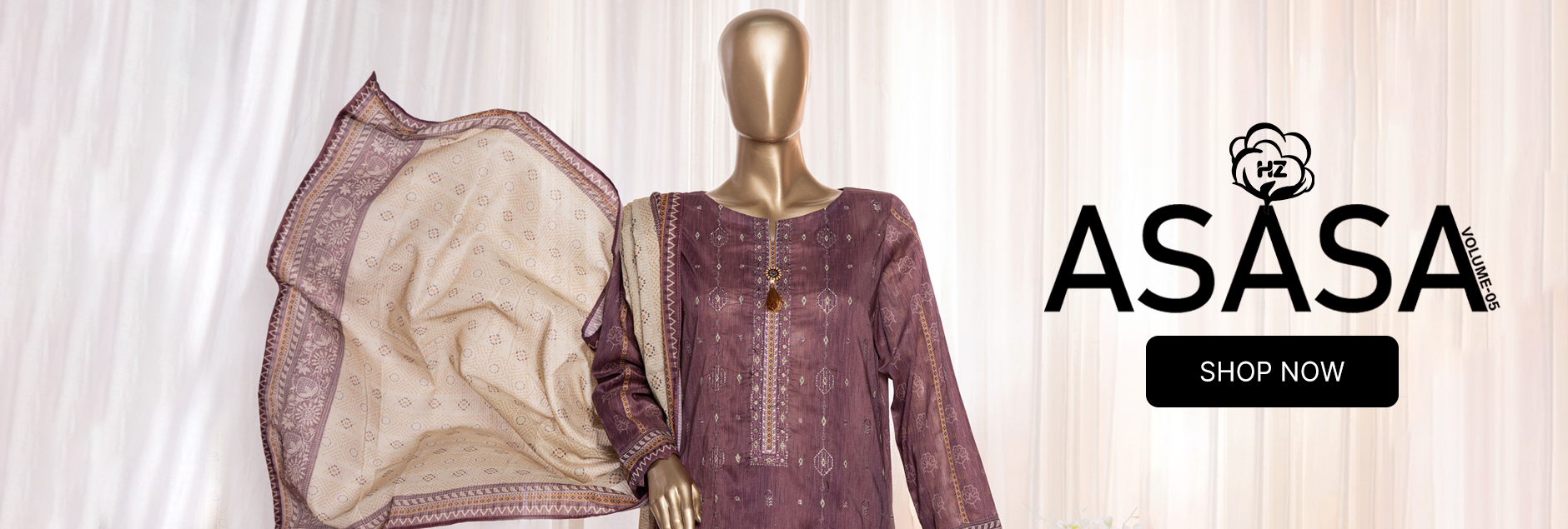 Asasa By HZ Textile Digital Embroidered Lawn Collection 2024 Vol 05