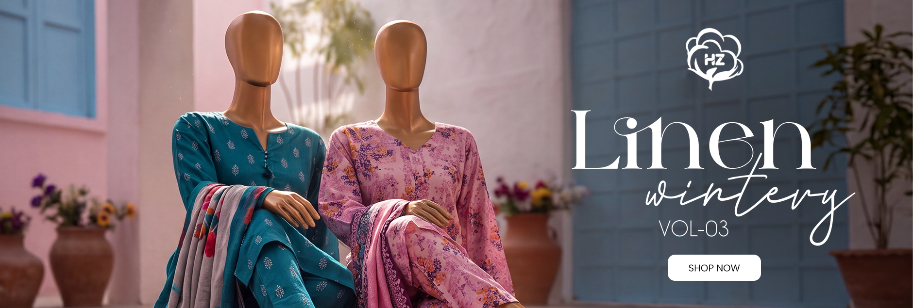 HZ Textile Wintry Linen Unstitched Collection 2026 Vol-03