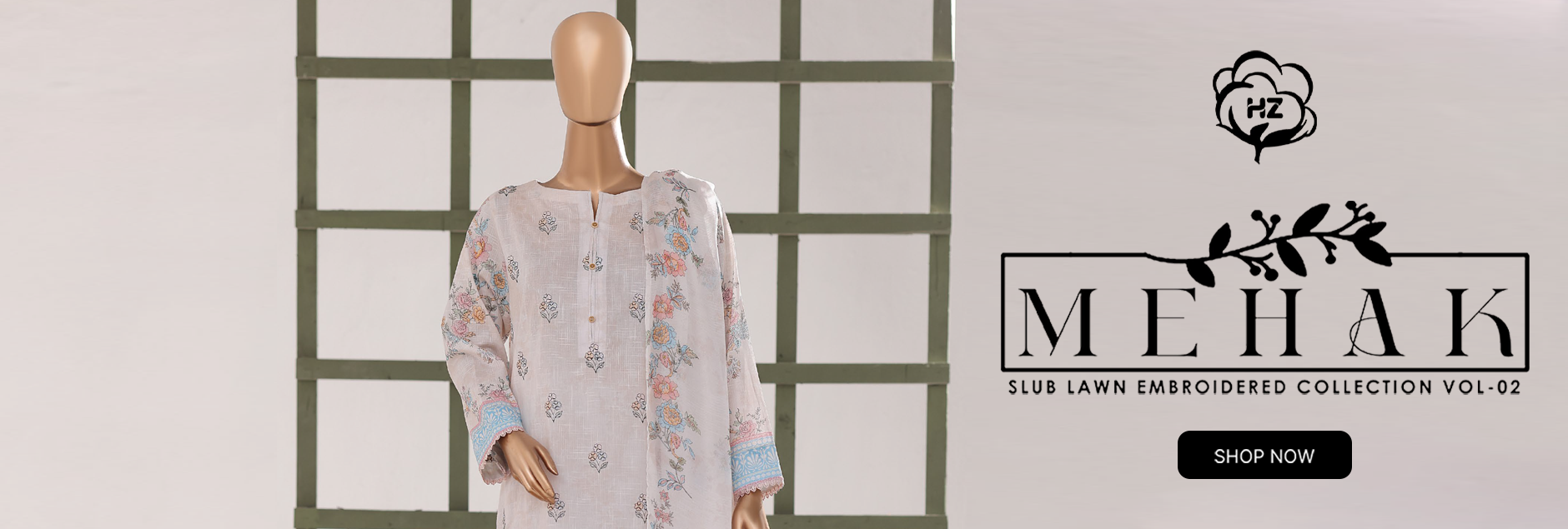 Mehak By HZ Textile Embroidered Slub Lawn Unstitched Collection 2026 Vol-02