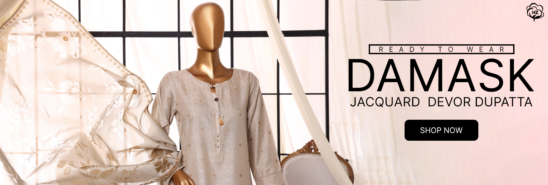 Damask By HZ Textile Jacquard Devor Dupatta Stitched Collection 2024