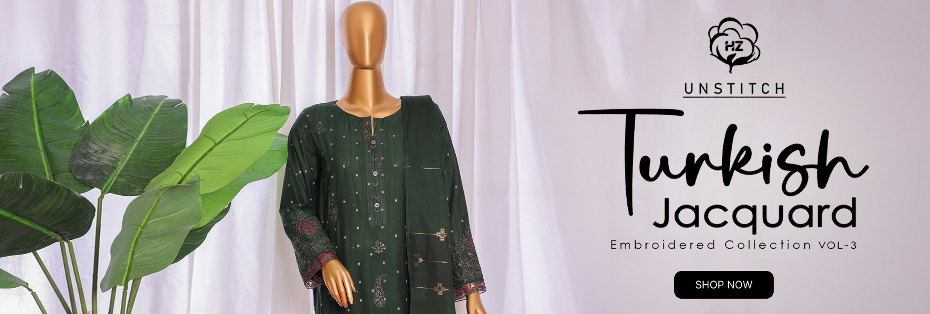 Turkish By HZ Textiles Embroidered Jacquard Unstitched Collection 2025 Vol-03