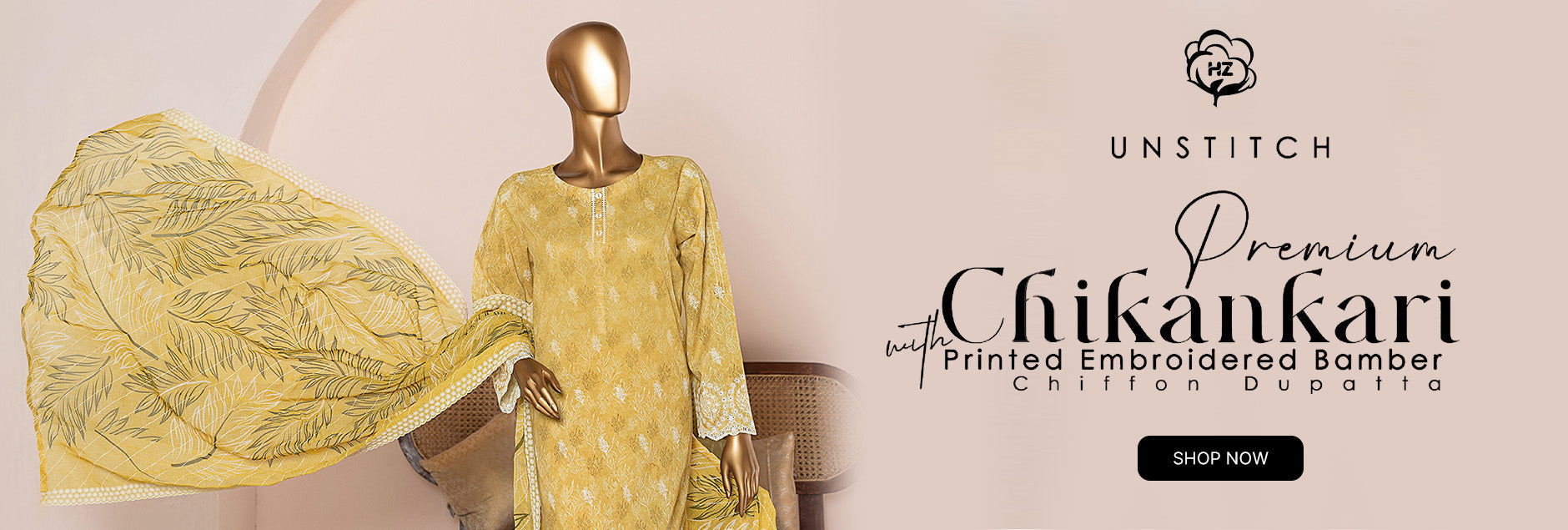 HZ Textile Premium Chikankari With Bamber Chiffon Dupatta Collection 2025