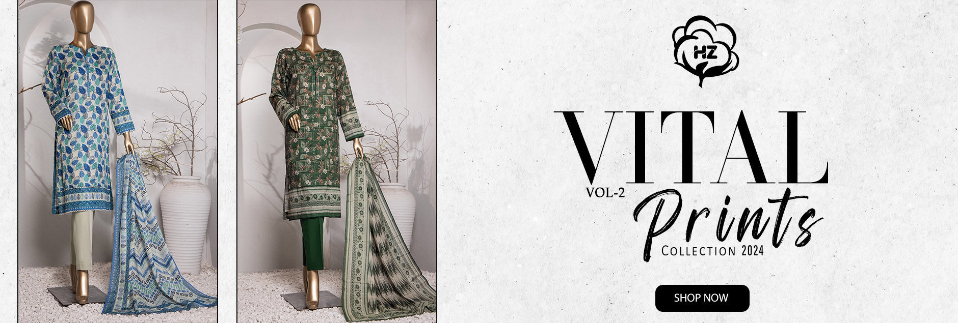 HZ Textile Vital Prints Lawn Collection 2024 V-2