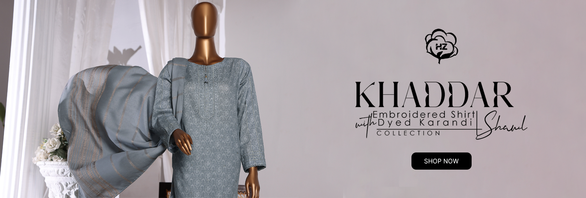 HZ Textile Khaddar With Karandi Shawl Unstitched Collection 2024