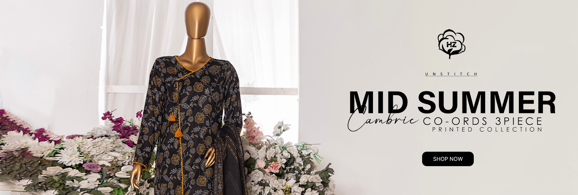 HZ Textiles Mid Summer Cambric Co-Ords Printed Unstitched Collection 2025