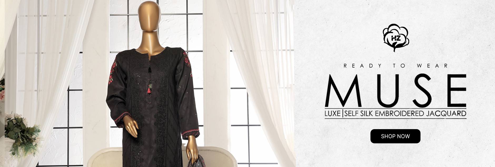 Muse by HZ Textile Luxe Self Silk Embroidered Jacquard Collection 2025 | Ready To Wear