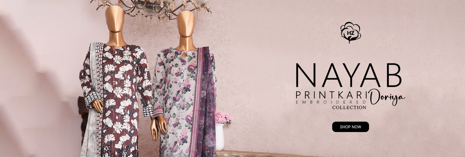 Nayab By HZ Textile Printkari Embroidered Doriya Unstitched Collection 2024