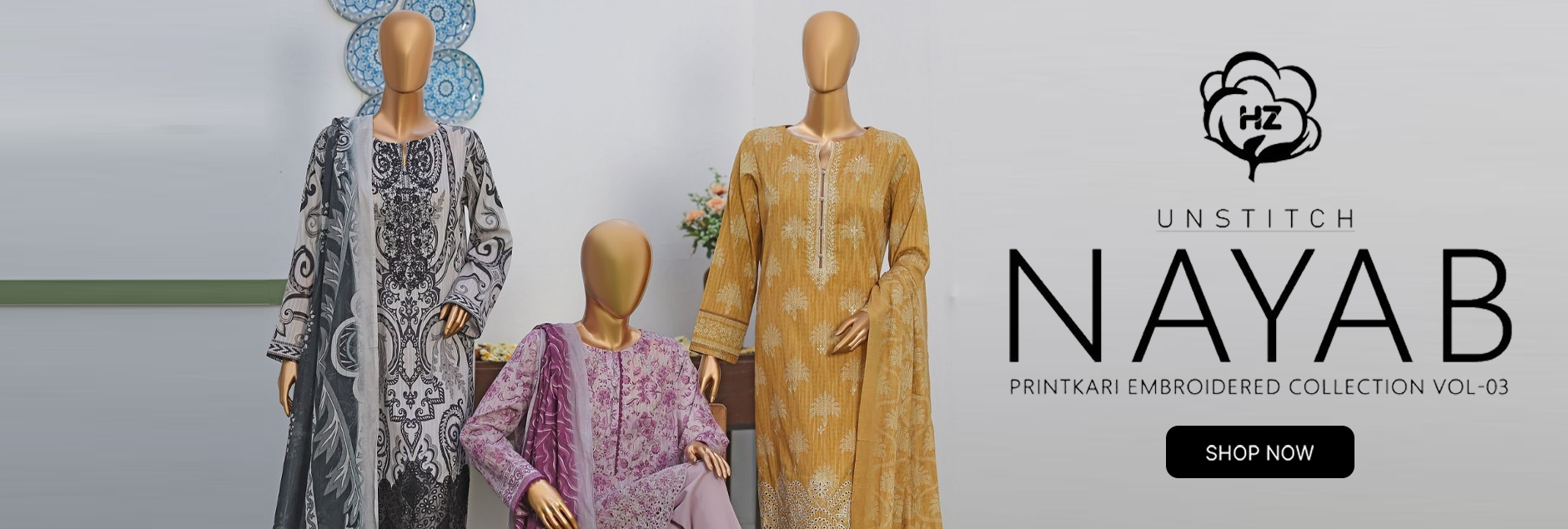 Nayab By HZ Textile Printkari Embroidered Unstitched Collection 2026 Vol-03