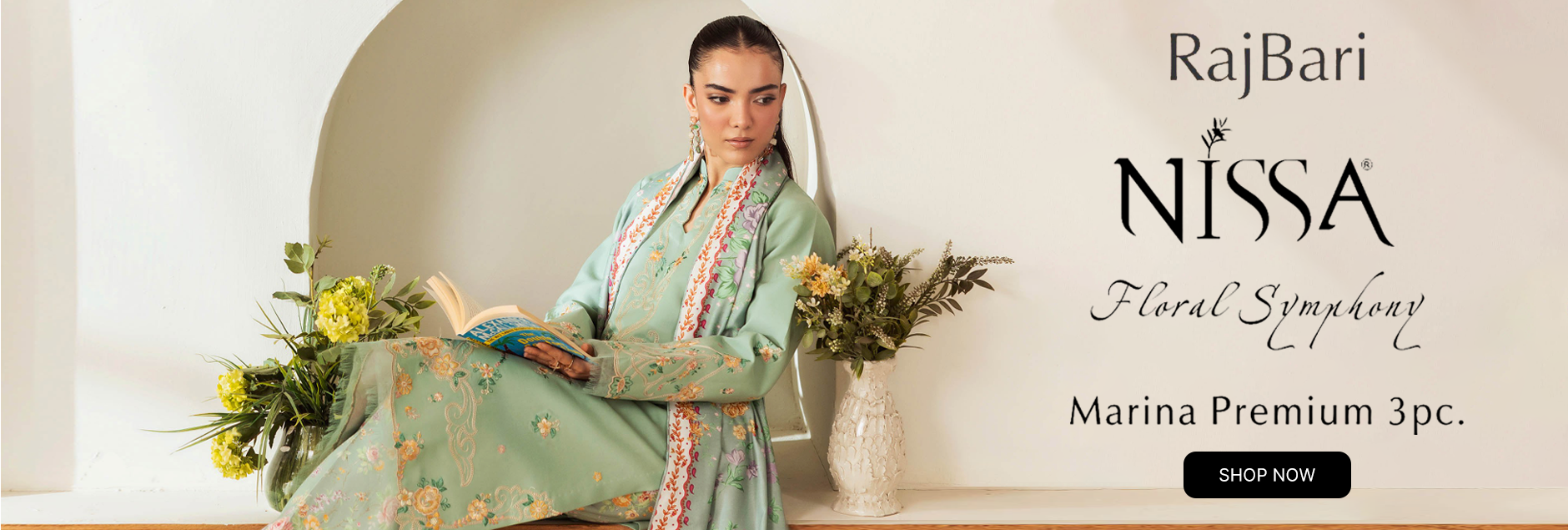 Nissa By Rajbari Floral Symphony Premium Marina Unstitched Collection 2025