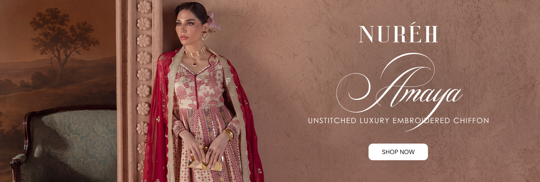 Amaya By Nureh Luxury Embroidered Chiffon Unstitched Collection 2026 Vol-02