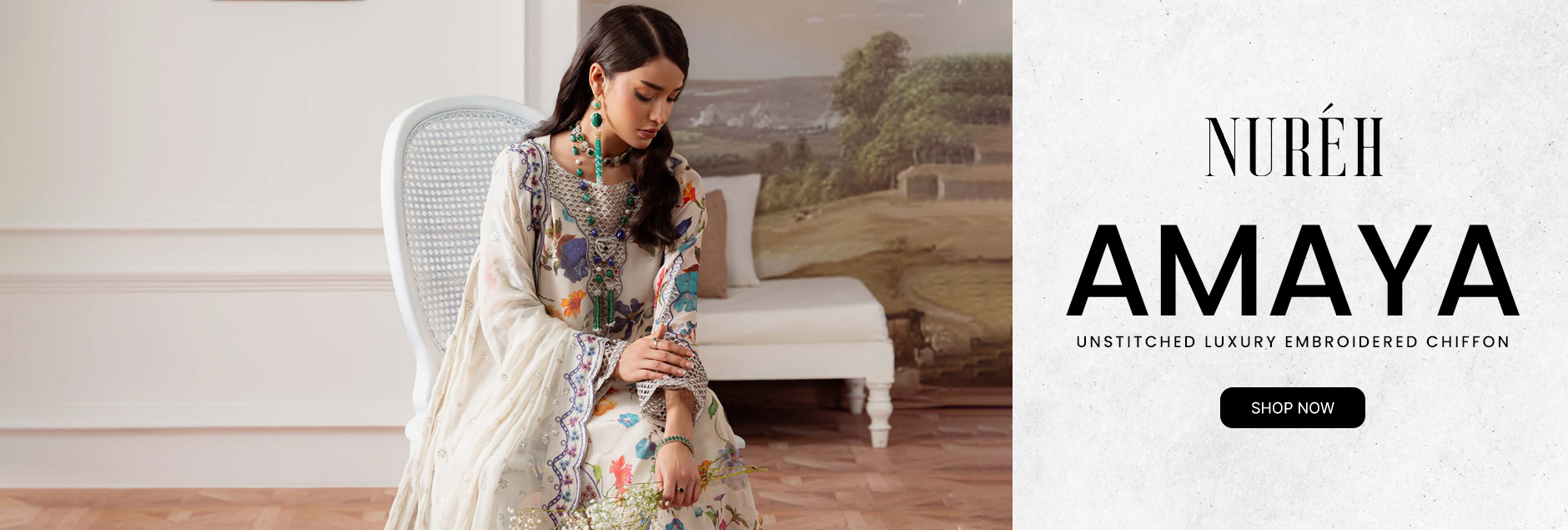 Amaya By Nureh Luxury Embroidered Chiffon Unstitched Collection 2025 Vol-02
