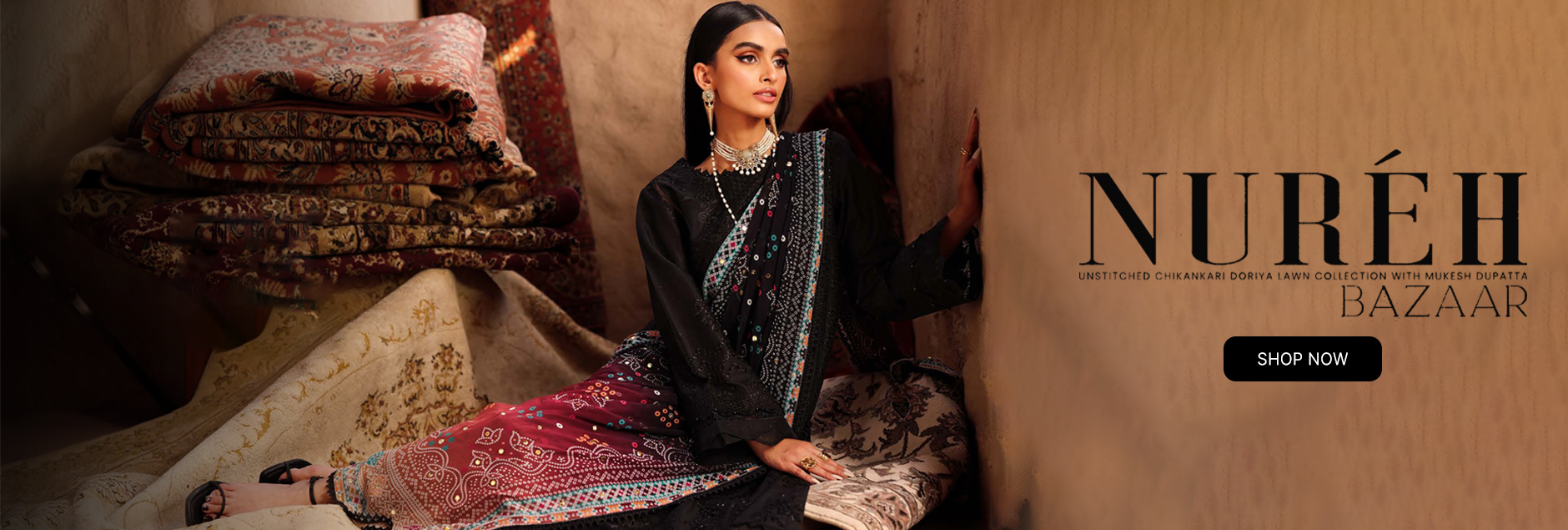 Bazaar By Nureh Chikankari Doriya Lawn Unstitched Collection 2025
