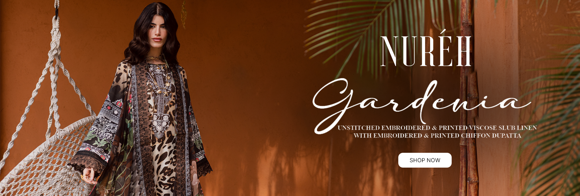Gardenia By Nureh Embroidered & Printed Viscose Slub Linen Unstitched Collection 2025