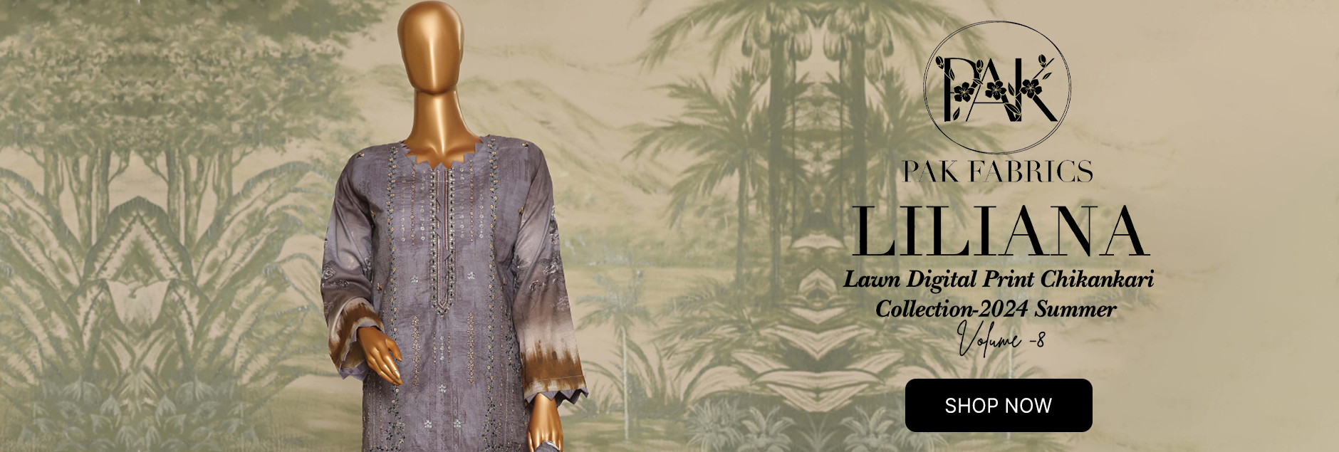 Liliana By Pak Fabrics Digital Print Chikankari Lawn Collection 2024 Vol 08