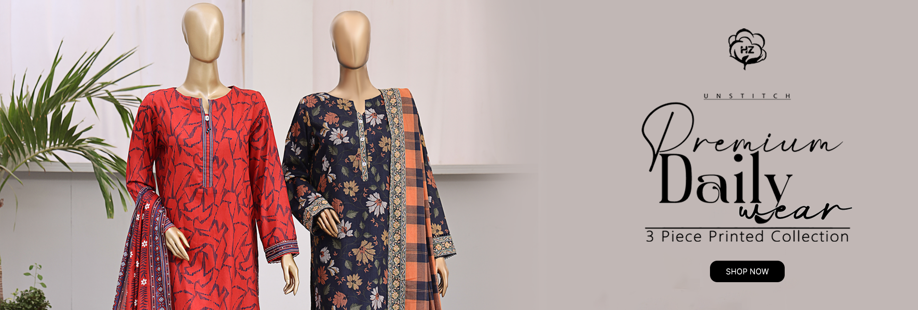 HZ Textile Premium Daily Wear Printed Unstitched Collection 2025