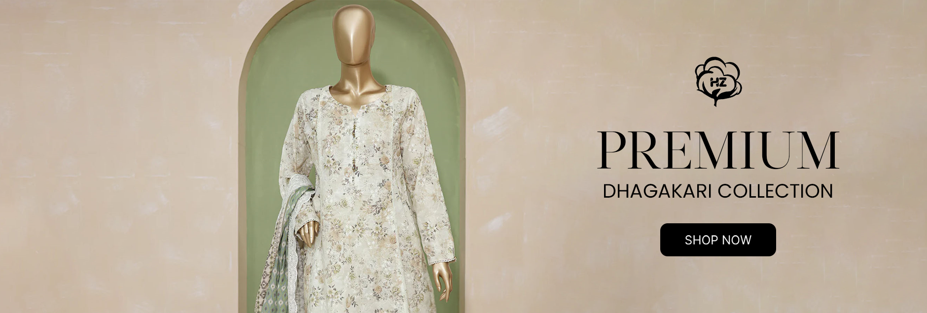 HZ Premium Dhagakari Embroidered Lawn Colelction 2024