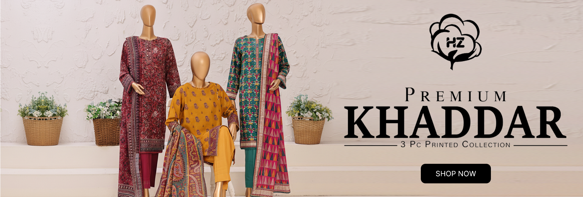 HZ Textiles Premium Printed Khaddar Unstitched Collection 2025