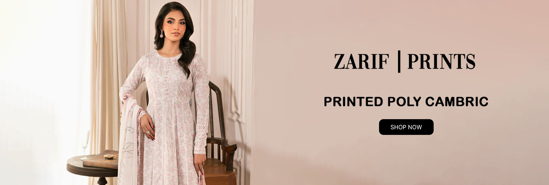 Zarif Printed Poly Cambric Unstitched Collection 2024