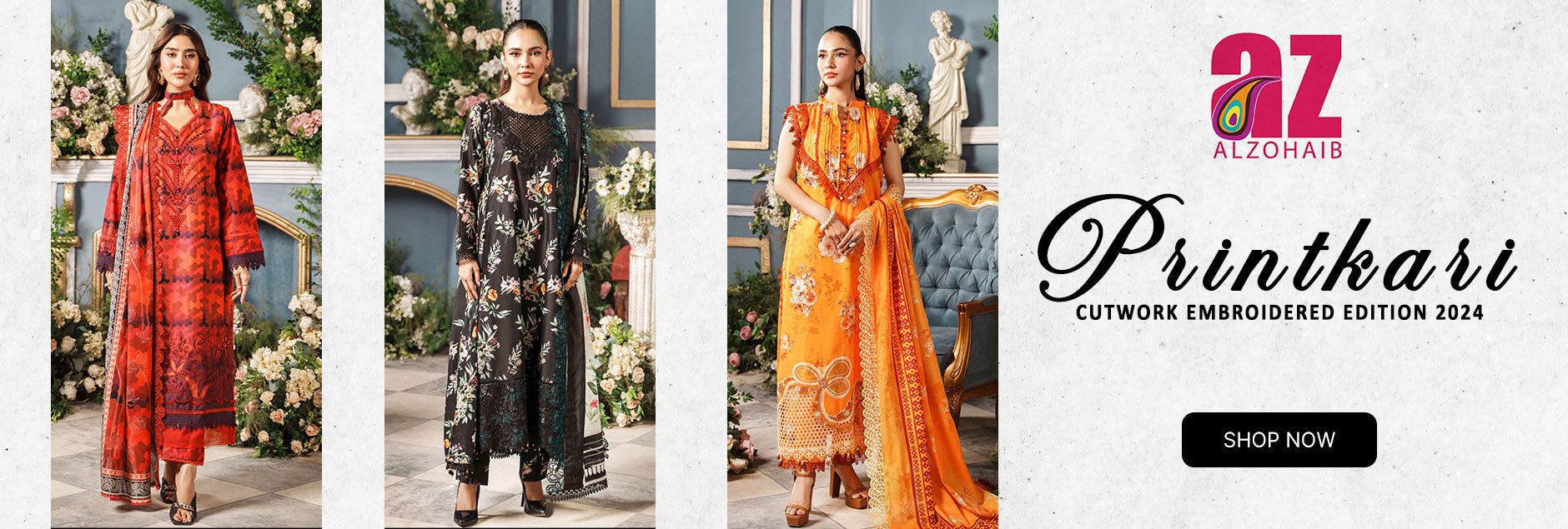 Printkari by Al Zohaib Cutwork Applique Embroideries Edition 2024