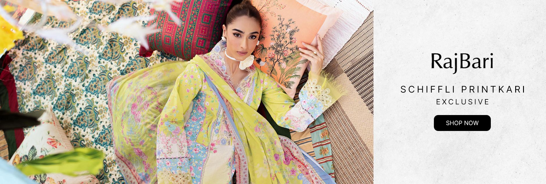 Rajbari Schiffli Printkari Exclusive Ustitched Collection 2025