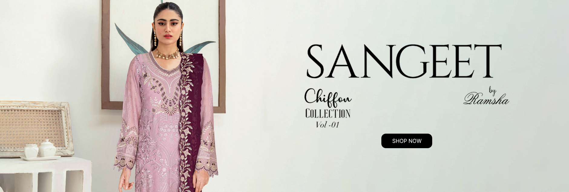 Sangeet By Ramsha Embroidered Chiffon Semi Stitched Collection 2024 Vol-01