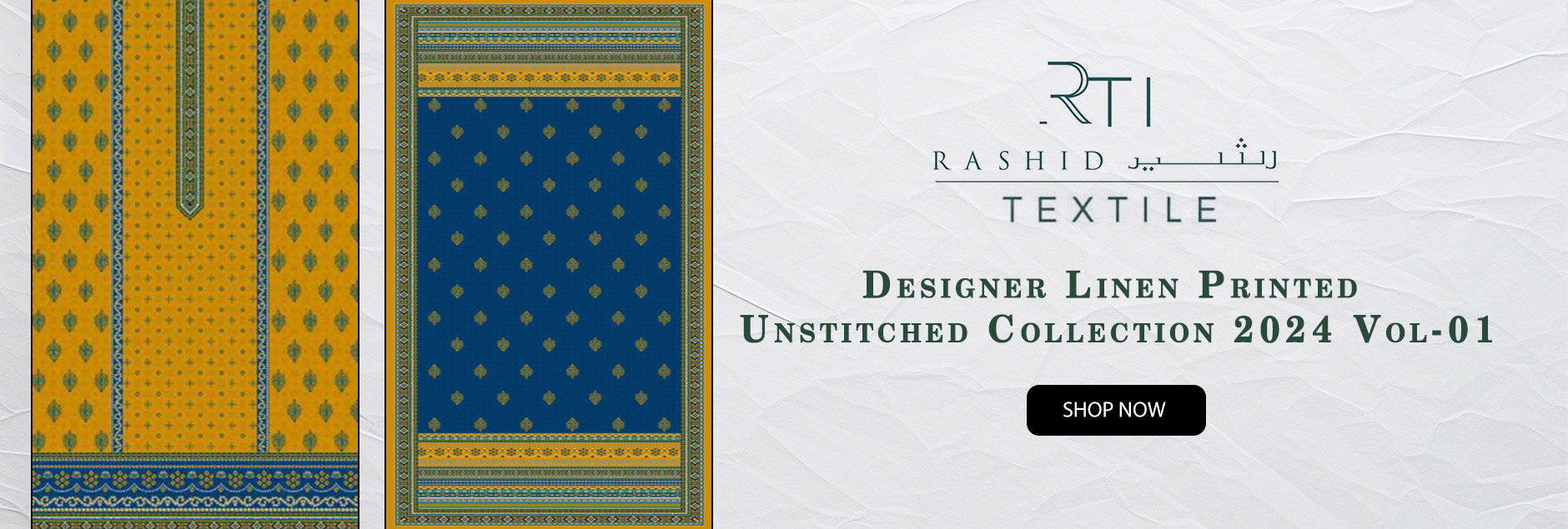 Rashid Textile Designer Linen Unstitched Collection 2024 Vol-01