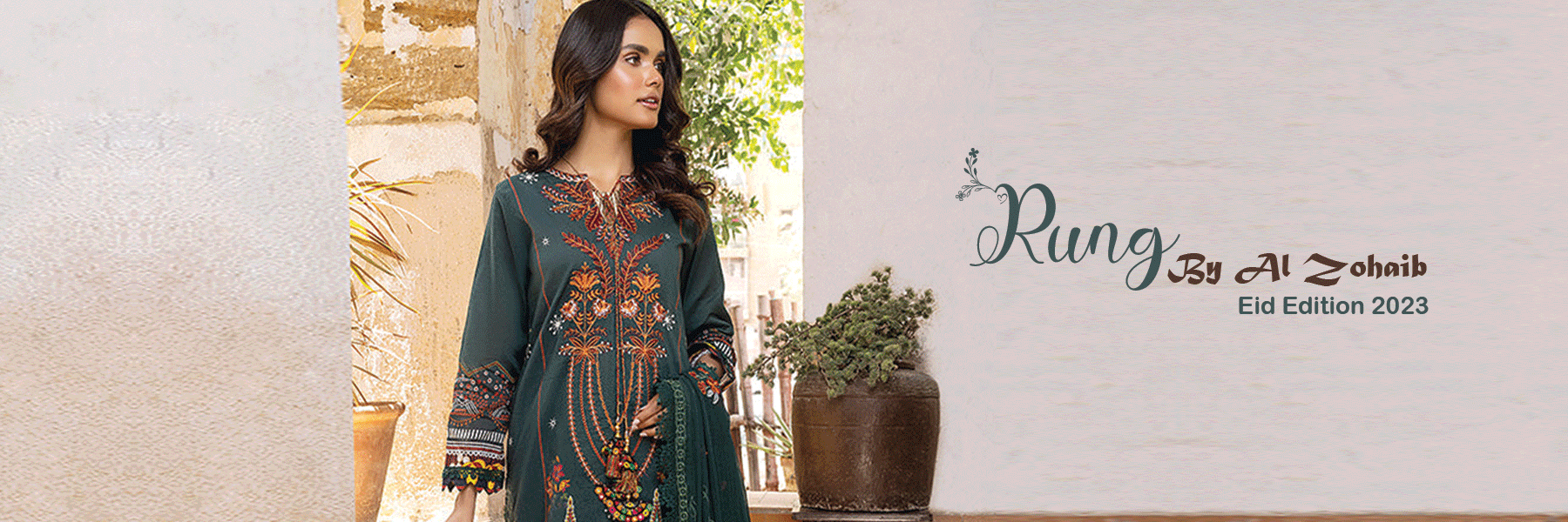 Rung By Alzohaib Embroidered Lawn Eid Edition 2023