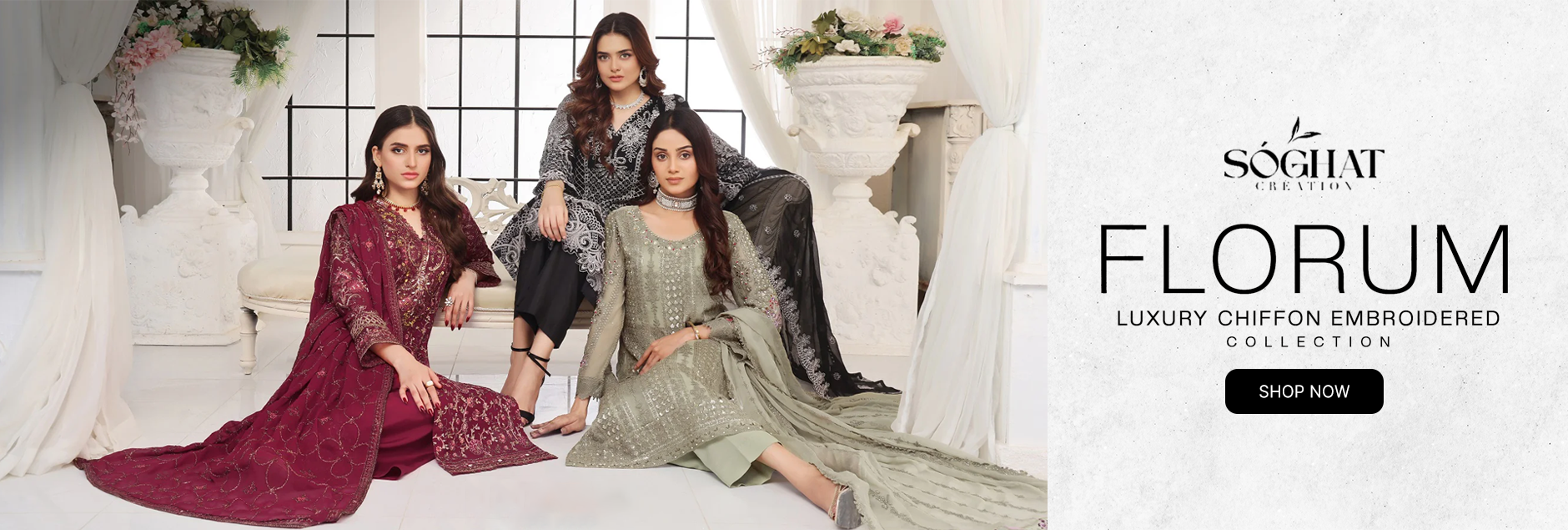 Florum By Soghat Creation Luxury Embroidered Chiffon Pret Collection 2025